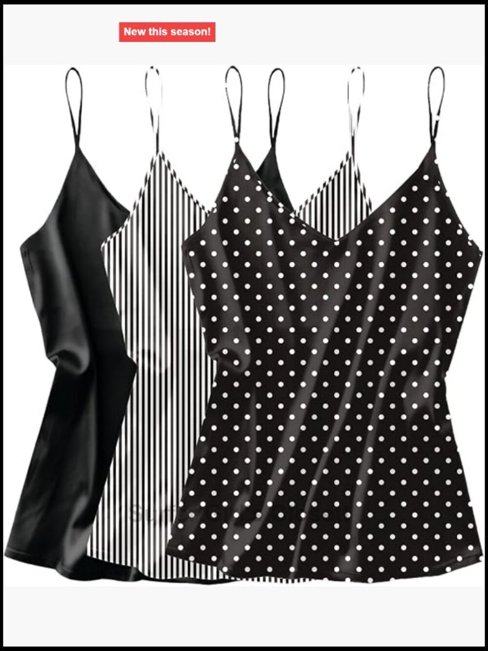 3 Pack Silk Satin V-Neck Camisole Tank Tops Women Adjustable Straps